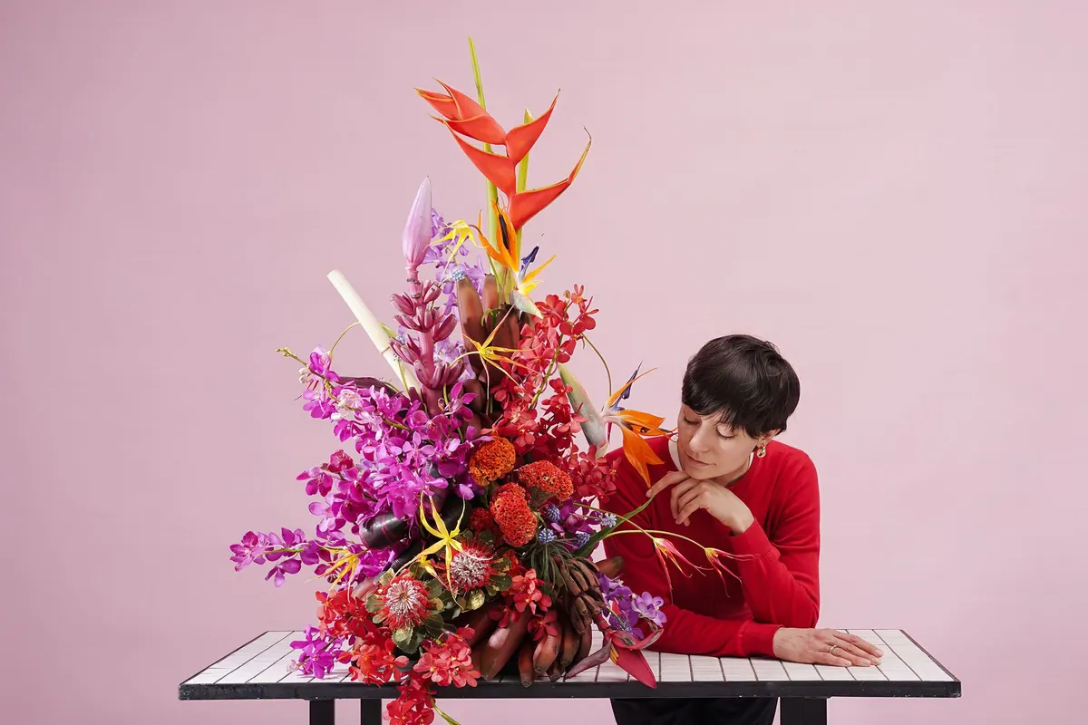 A sculptural Lacy Bird signature arrangement